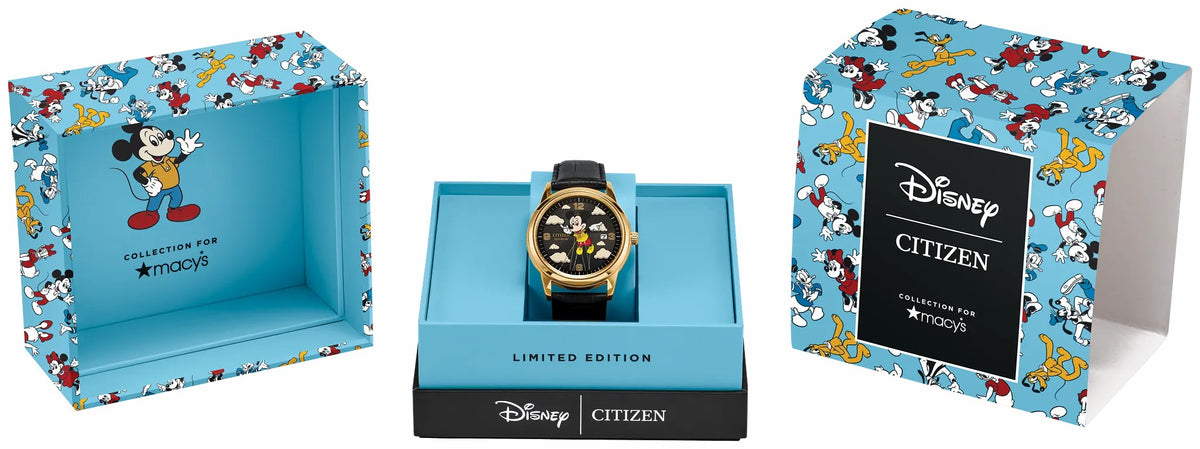 Soaring High Mickey Mouse Black Dial Leather Strap AW1862-06W - Citizen Essential