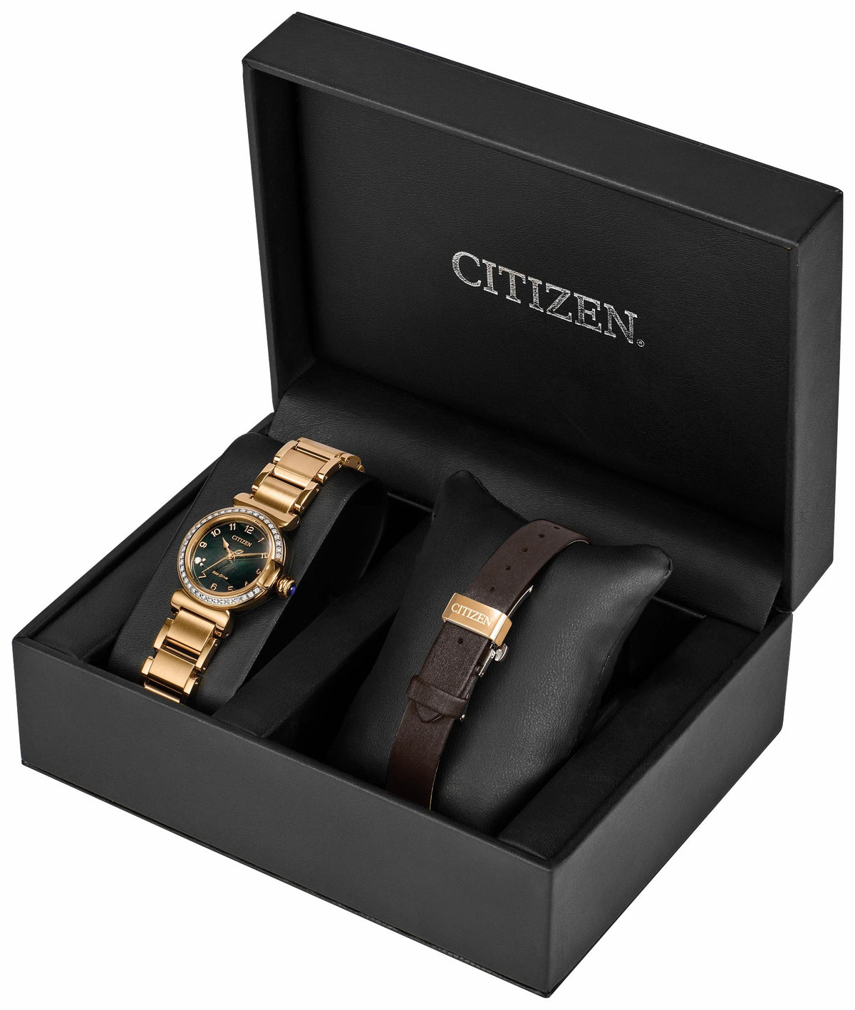 Citizen L Mae Green Dial Stainless Steel Bracelet EM1123-62X - Citizen Discount