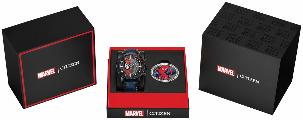 Spider-Man Double Vision Multiple Dial Nylon & Leather Strap CA0855-47W - Citizen Everyday