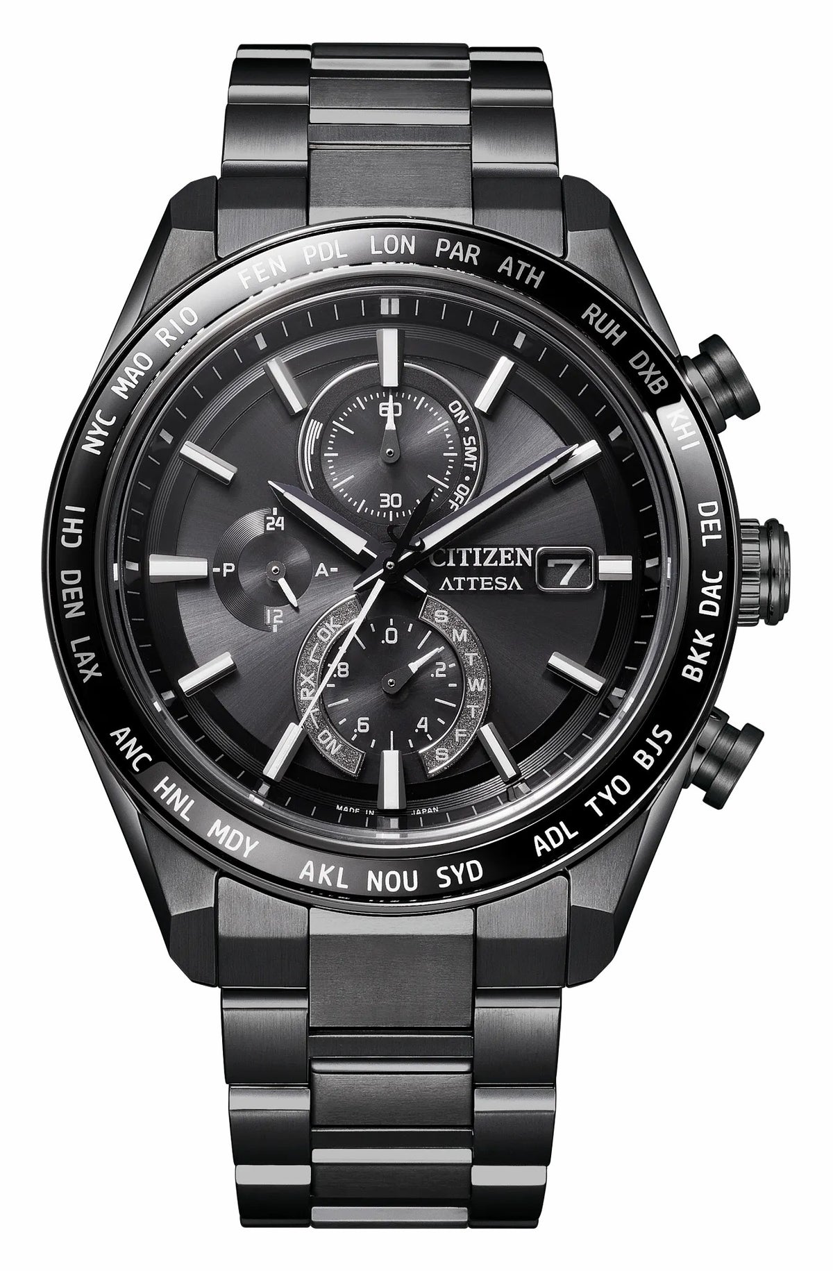 ATTESA Black Dial Super Titanium with DLC Coating Bracelet AT8294-59E - Citizen Great Value