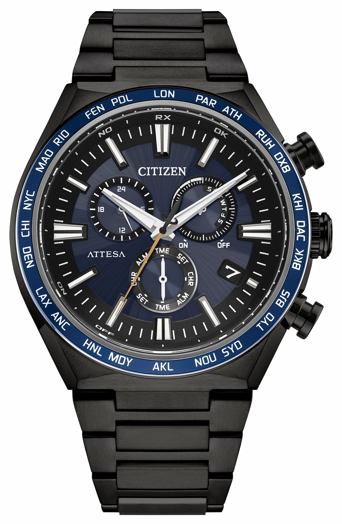 ATTESA Blue Dial Super Titanium with DLC Coating Bracelet CB5967-66L - Citizen Recommended