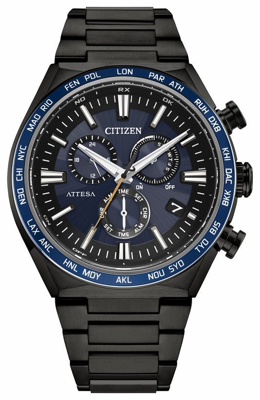 ATTESA Blue Dial Super Titanium with DLC Coating Bracelet CB5967-66L - Citizen Recommended
