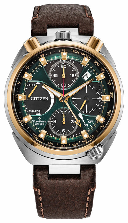 Promaster Tsuno Chrono Racer Green Dial Leather Strap AV0104-06W - Citizen Deals