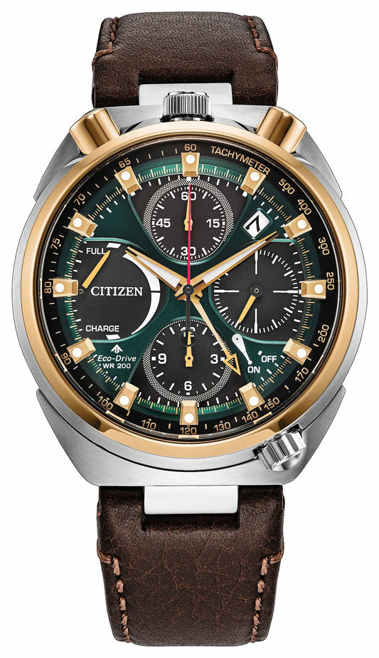 Promaster Tsuno Chrono Racer Green Dial Leather Strap AV0104-06W - Citizen Deals