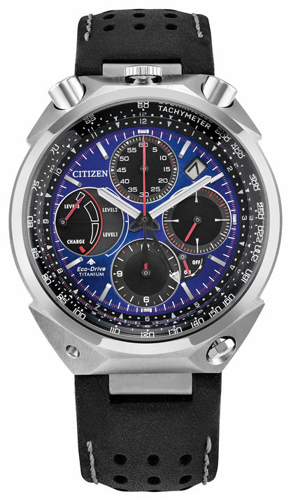 Promaster Tsuno Chrono Racer Blue Dial Leather Strap AV0088-01L - Citizen Customer Favorite