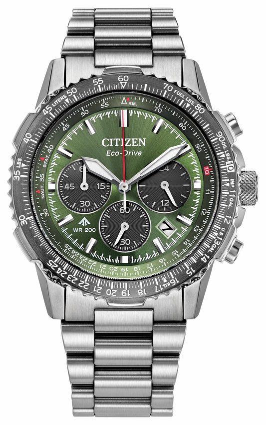Promaster Navihawk Green Dial Stainless Steel Bracelet CA4664-60W - Citizen Top Pick