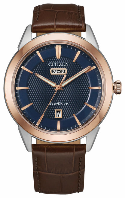 Rolan Navy Dial Leather Strap AW0096-06L - Citizen Popular
