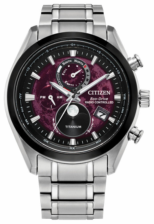Tsuki-yomi A-T Red Dial Super Titanium Bracelet BY1018-55X - Citizen Quality