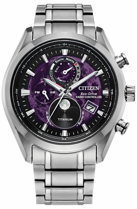 Tsuki-Yomi A-T Purple Dial Super Titanium Bracelet BY1010-81Z - Citizen Quality