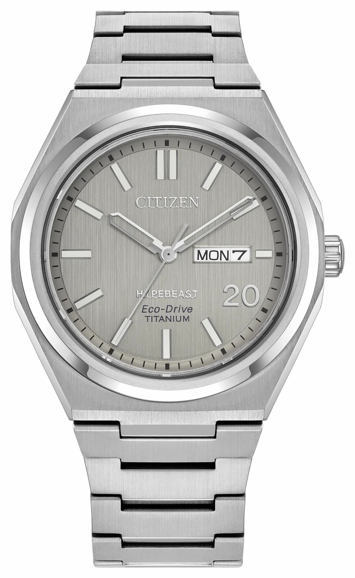 Zenshin Three-hand x Hypebeast Silver-Tone Dial Super Titanium with Duratect Platinum Bracelet AW0138-59A - Citizen Deals