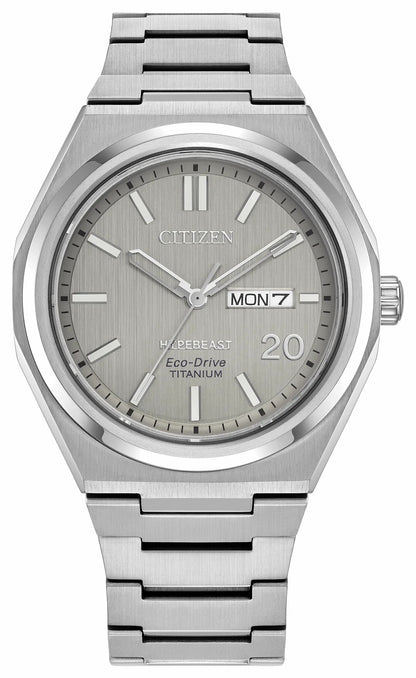 Zenshin Three-hand x Hypebeast Silver-Tone Dial Super Titanium with Duratect Platinum Bracelet AW0138-59A - Citizen Deals
