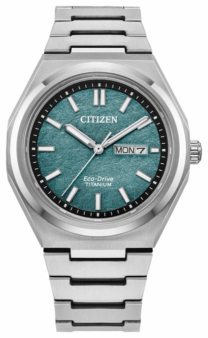 Zenshin Three-hand Green Dial Super Titanium Bracelet AW0130-85X - Citizen Featured