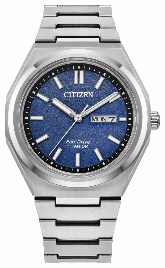 Zenshin Three-hand Blue Dial Super Titanium Bracelet AW0130-85L - Citizen Popular