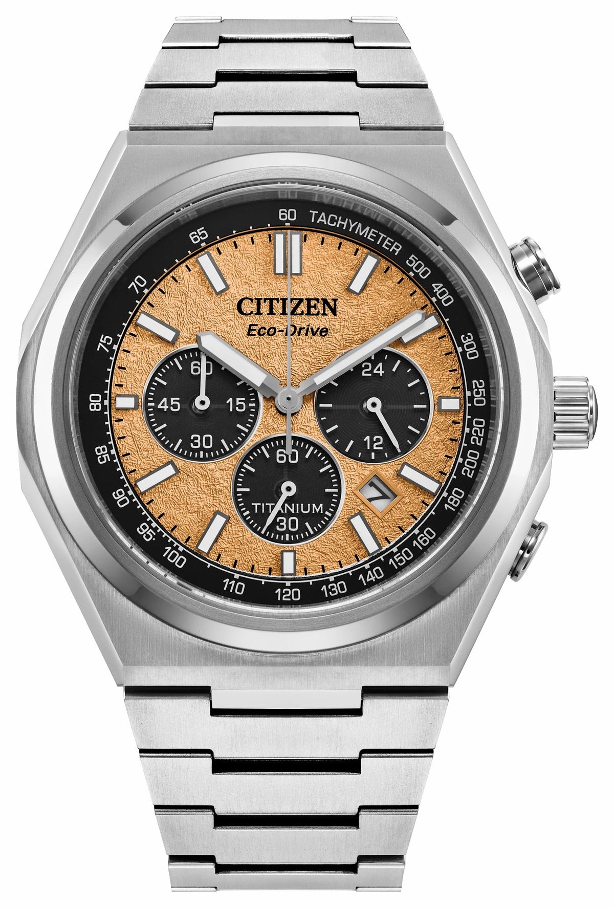 Zenshin Chrono Salmon Dial Super Titanium Bracelet CA4610-85Z - Citizen Featured