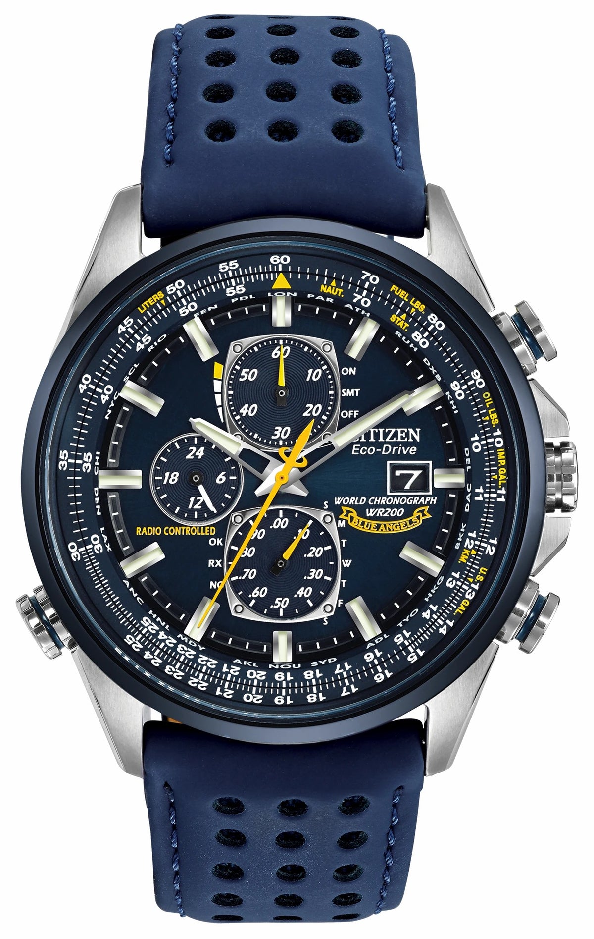 World Chronograph A-T - Men's Eco-Drive AT8020-03L Blue Watch - Citizen Quality