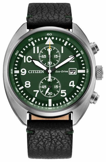 Sport Casual Green Dial Leather Strap CA7041-07X - Citizen Special Offer