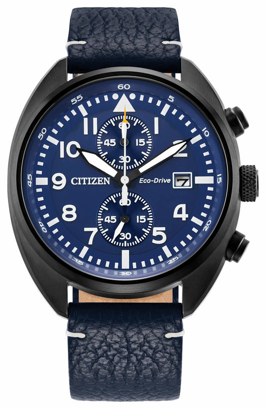 Sport Casual Blue Dial Leather Strap CA7048-08L - Citizen New
