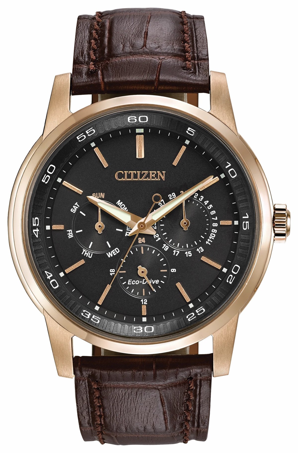 Corso - Men's Eco-Drive BU2013-08E Rose Gold Leather Watch - Citizen Deals