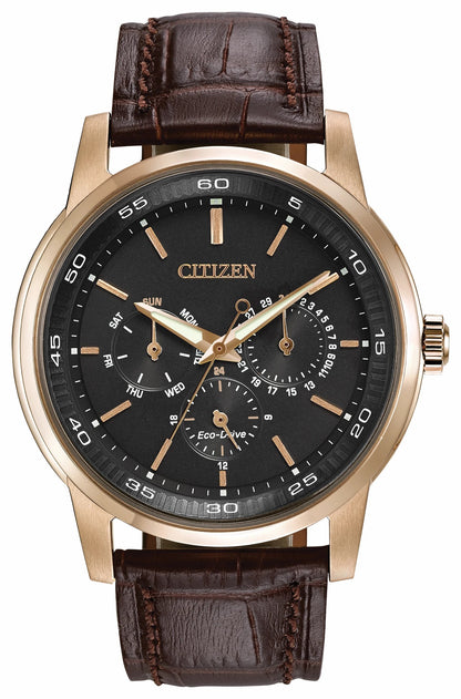 Corso - Men's Eco-Drive BU2013-08E Rose Gold Leather Watch - Citizen Deals