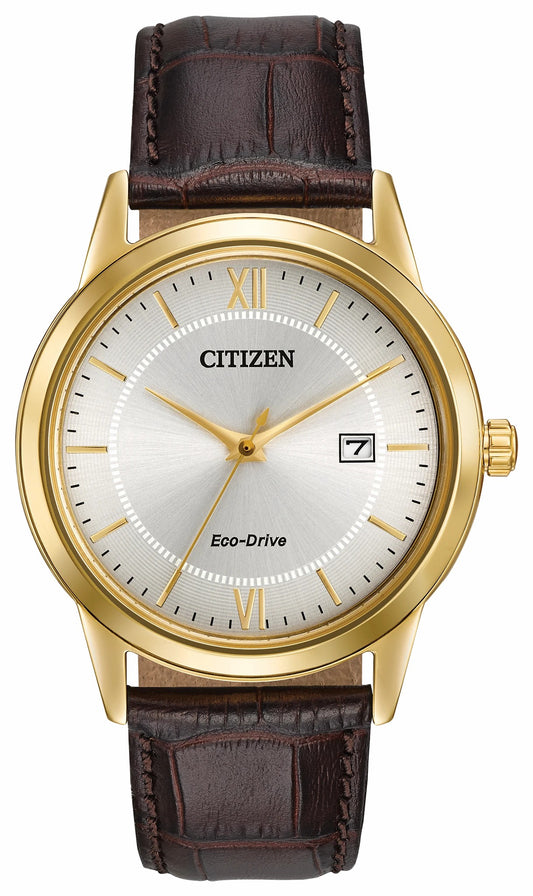Corso - Men's Eco-Drive AW1232-04A Dark Brown Strap Watch - Citizen Trusted