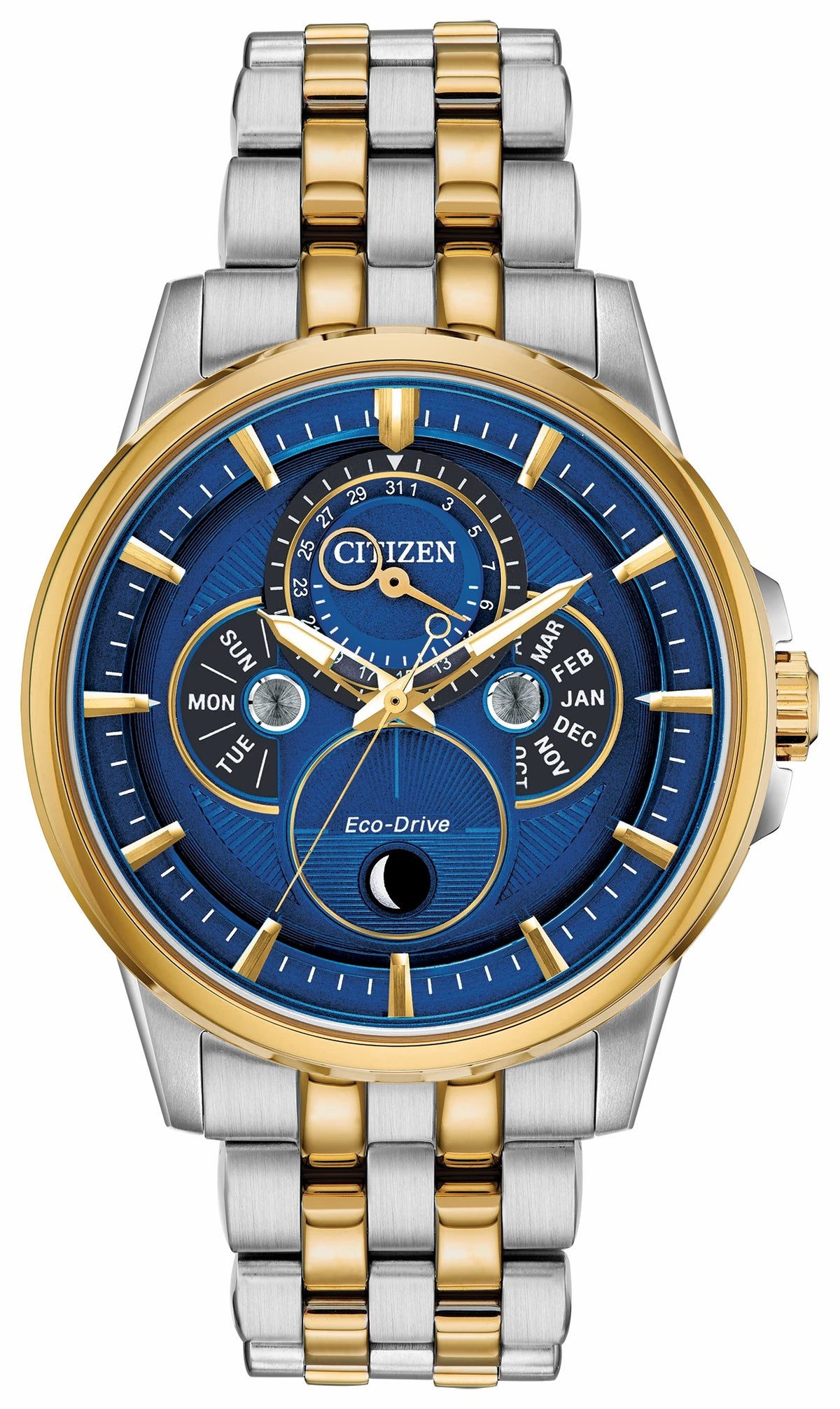 Citizen Calendrier Moonphase Men's Eco-Drive Blue Dial Watch - Citizen Trending