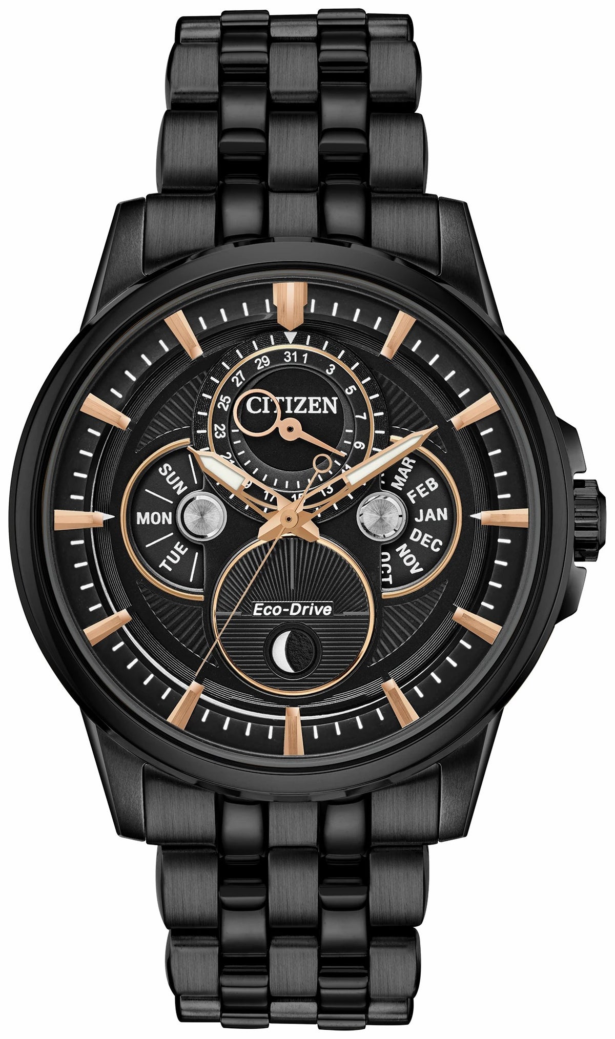 Citizen Calendrier Moonphase Men's Eco-Drive Black Watch - Citizen Great Value