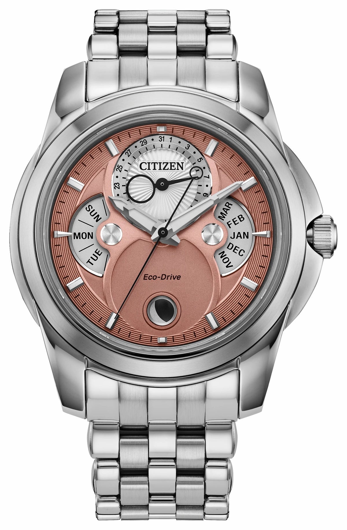 Calendrier Salmon Dial Stainless Steel Bracelet BU0080-52X - Citizen Everyday