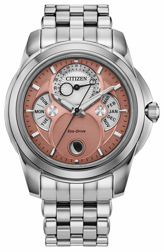 Calendrier Salmon Dial Stainless Steel Bracelet BU0080-52X - Citizen Everyday