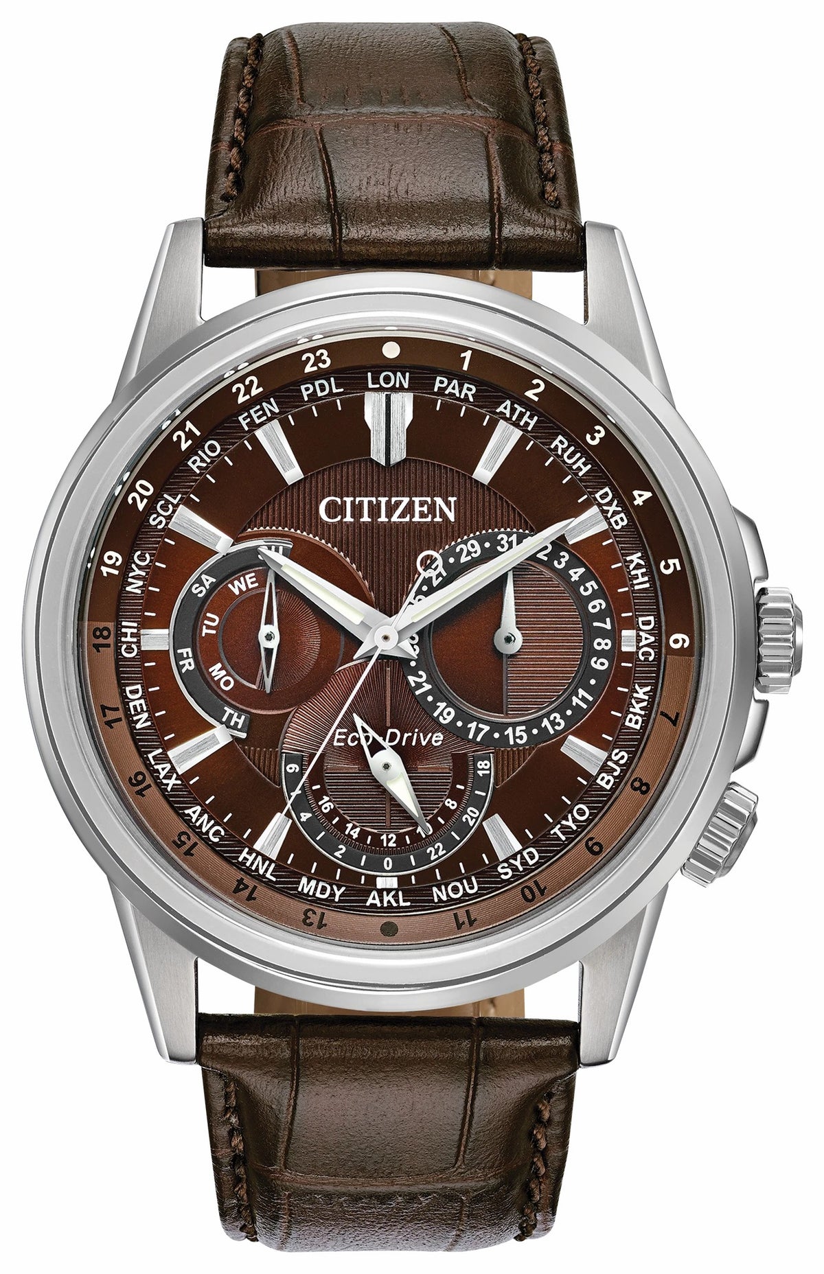 Calendrier - Men's Eco-Drive BU2020-29X Brown Leather Watch - Citizen Top Pick