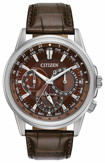 Calendrier - Men's Eco-Drive BU2020-29X Brown Leather Watch - Citizen Top Pick
