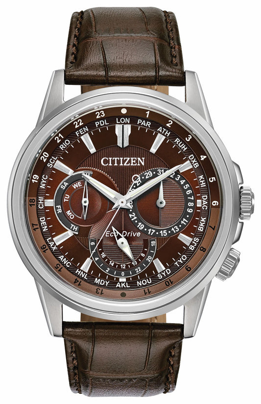 Calendrier - Men's Eco-Drive BU2020-29X Brown Leather Watch - Citizen Top Pick