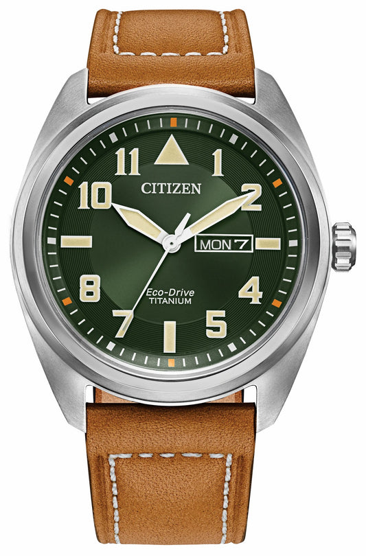 Garrison Green Dial Leather Strap BM8560-02X - Citizen Popular