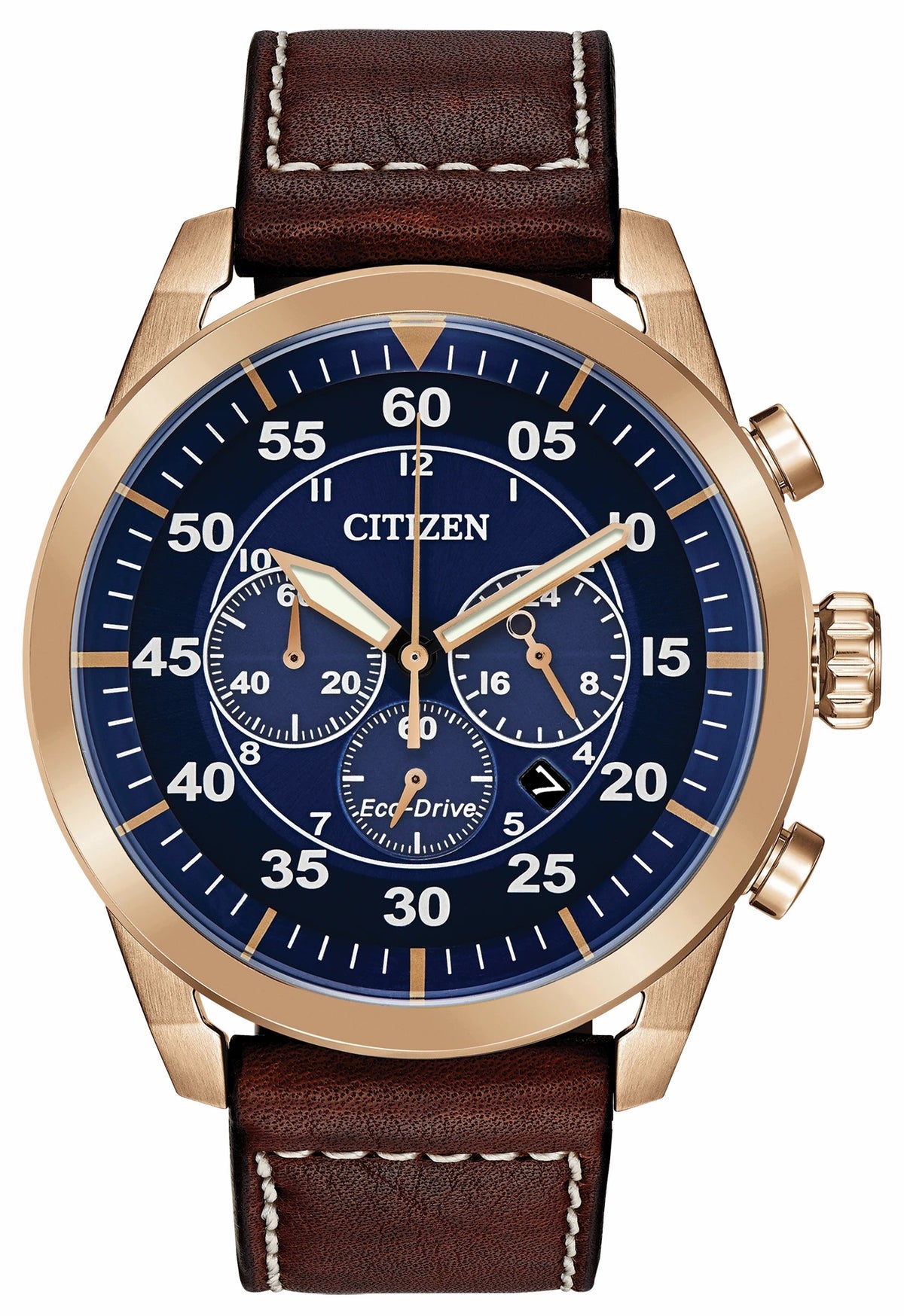 Citizen Avion Eco-Drive Rose Gold Blue Dial Watch - Citizen Deals
