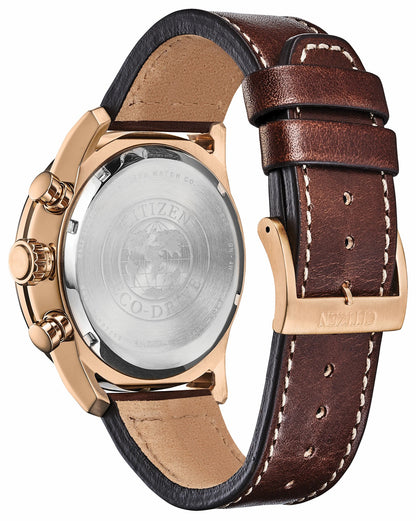 Citizen Avion Eco-Drive Rose Gold Blue Dial Watch - Citizen Deals
