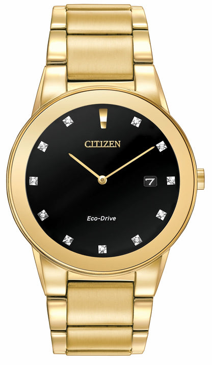 Axiom - Men's Eco-Drive AU1062-56G 11 Diamond Dial Watch - Citizen Essential