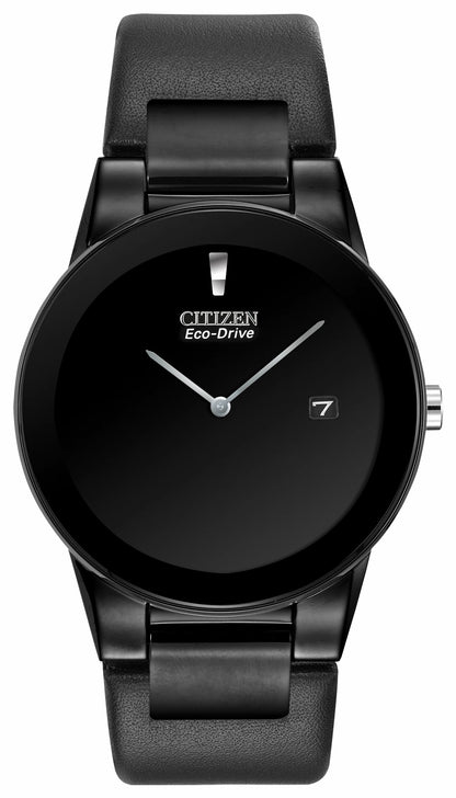 Axiom - Men's Black Dial AU1065-07E Black Leather Band Watch - Citizen Discount