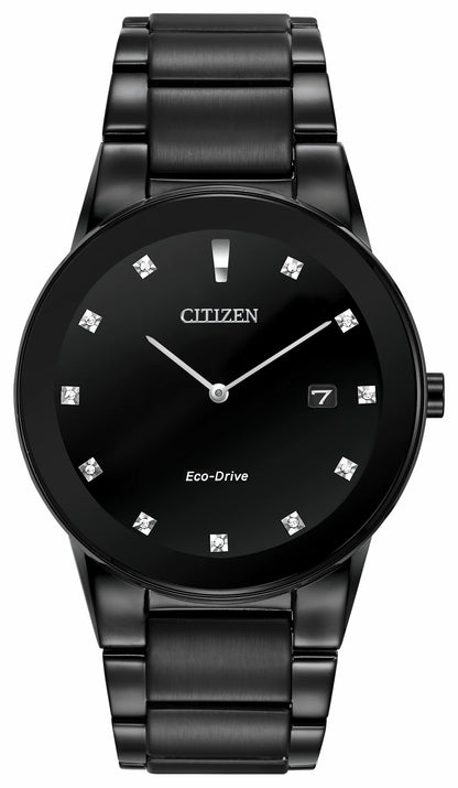 Axiom - Men's Eco-Drive AU1065-58G Black Steel Diamond Watch - Citizen Featured