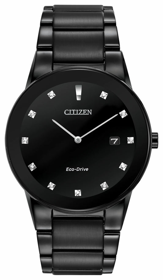 Axiom - Men's Eco-Drive AU1065-58G Black Steel Diamond Watch - Citizen Featured