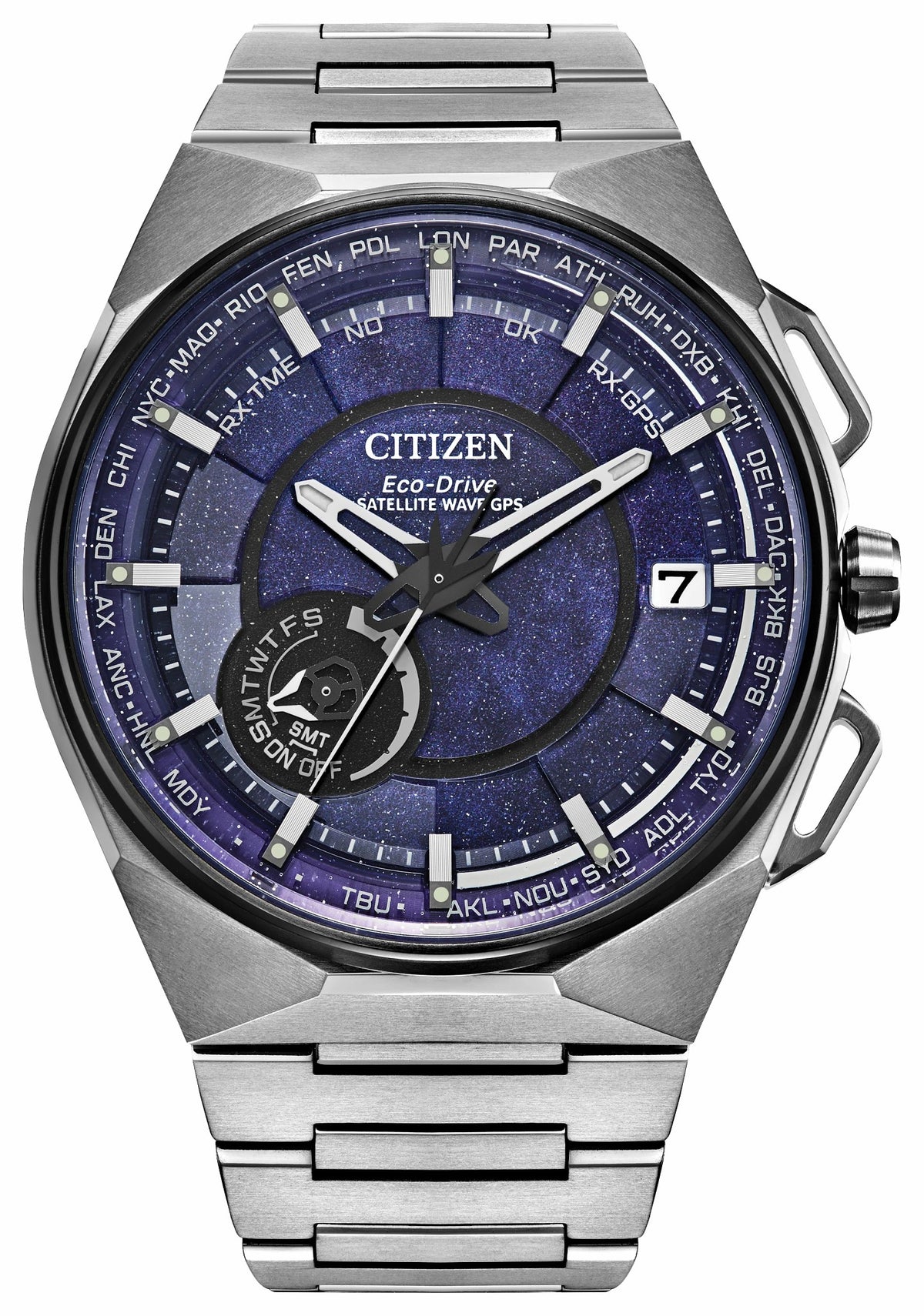 Satellite Wave X Blue Dial Super Titanium Bracelet CC3097-52L - Citizen New