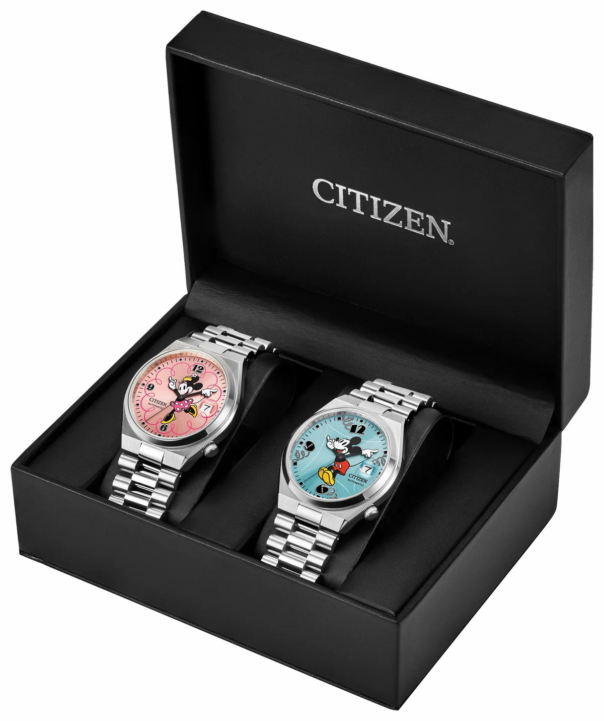 TSUYOSA Mickey Mouse and Minnie Mouse Blue Dial Stainless Steel Bracelet PAIRS-DIS-TSUYOSA - Citizen Featured
