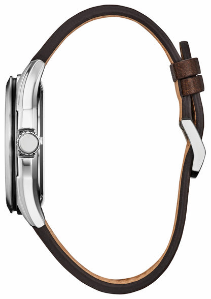 Terra Force Silver-Tone Dial Leather Strap AW1890-19B - Citizen Great Value