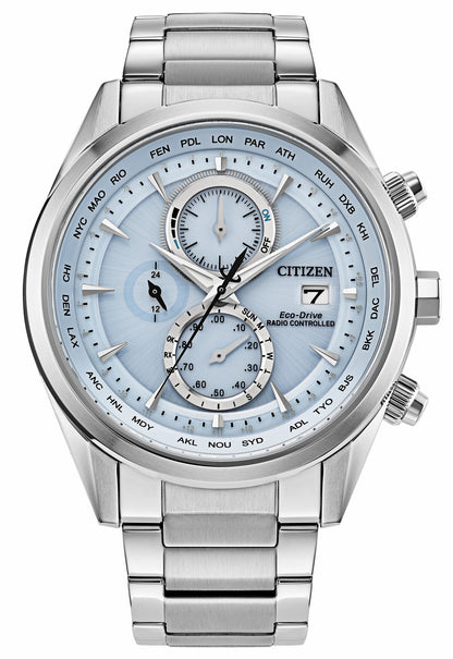 Sport Luxury Light Blue Dial Stainless Steel Bracelet AT8260-51M - Citizen Sale