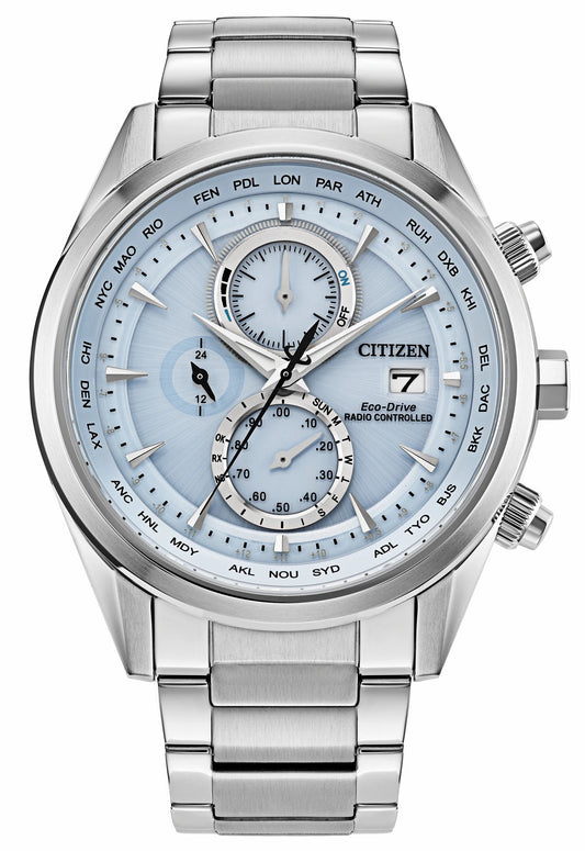 Sport Luxury Light Blue Dial Stainless Steel Bracelet AT8260-51M - Citizen Sale