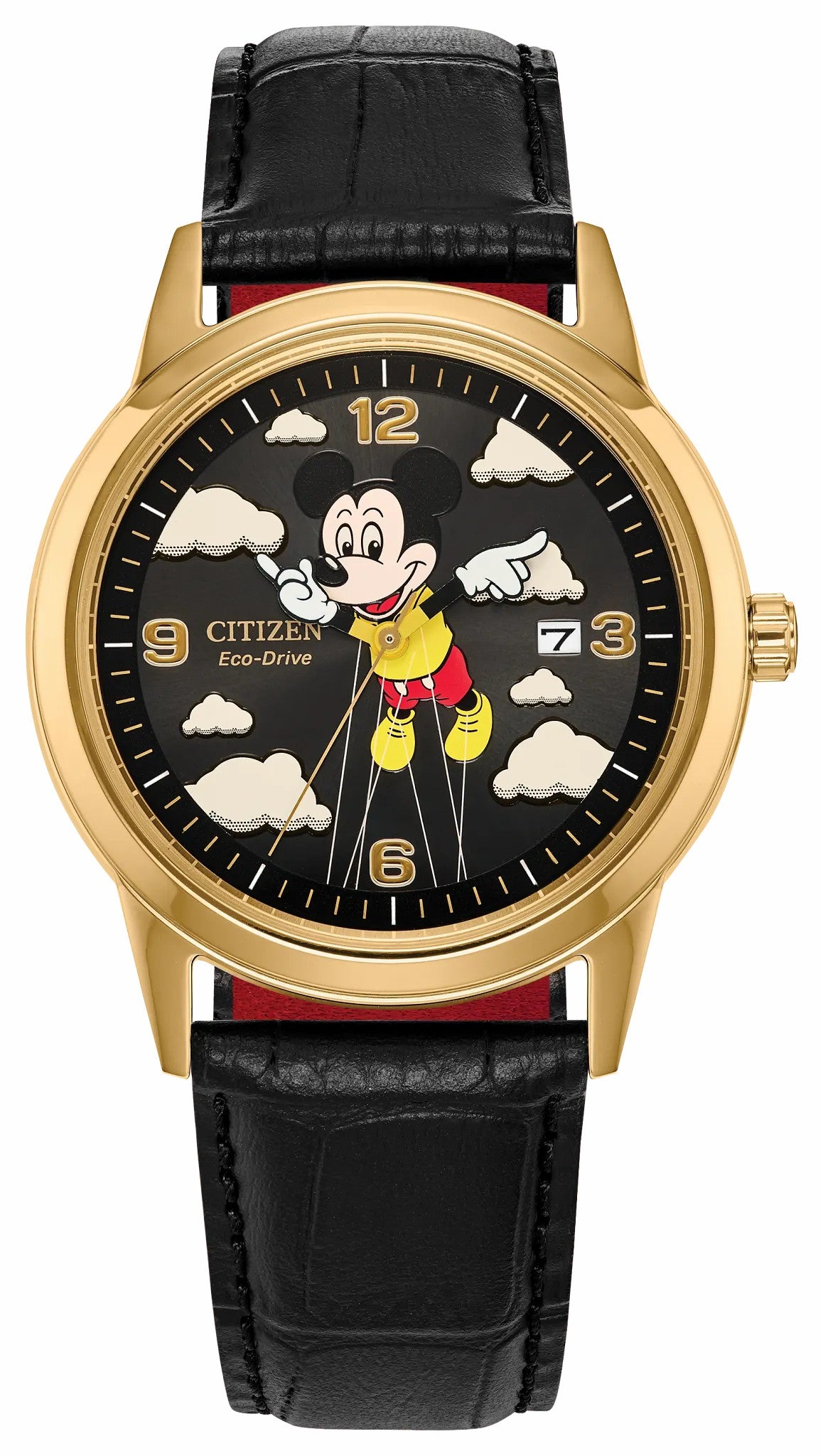 Soaring High Mickey Mouse Black Dial Leather Strap AW1862-06W - Citizen Essential