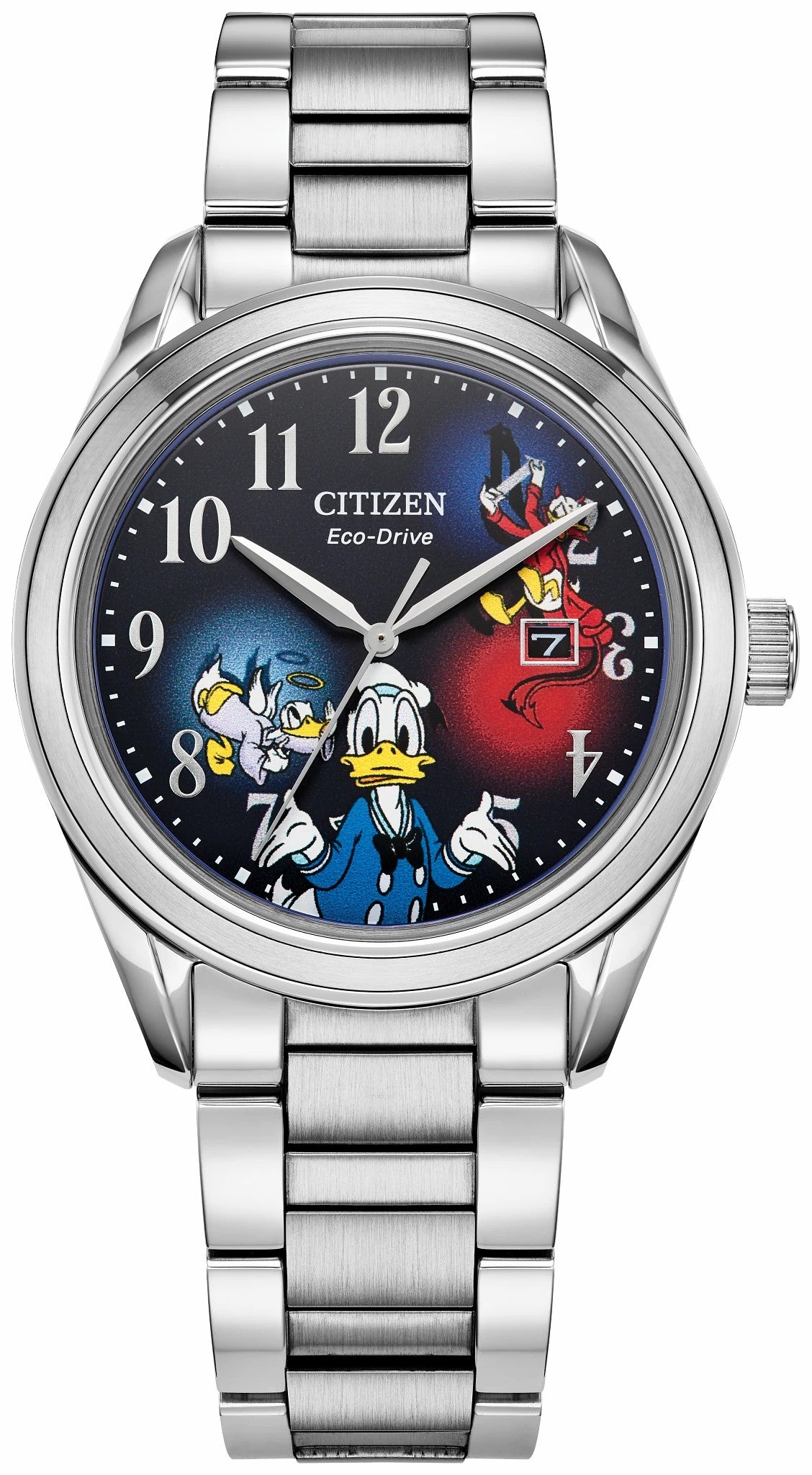 Feisty Donald Duck 90th Anniversary Blue Dial Stainless Steel Bracelet AW1691-66W - Citizen Signature