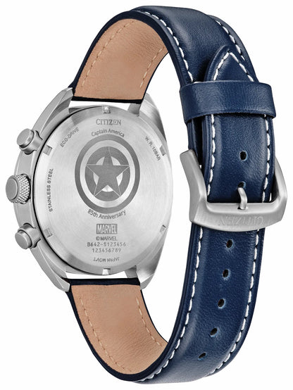 Captain America 85th Anniversary Blue Dial Leather Strap CA7046-46W - Citizen Great Value