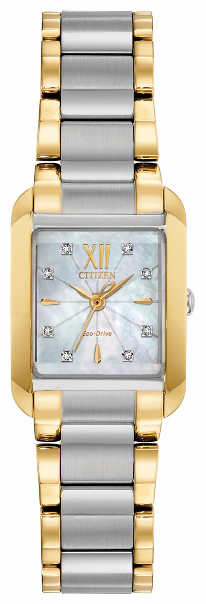 Citizen L Ladies Eco-Drive Gold White Dial Stainless Steel Watch - Citizen Top Pick