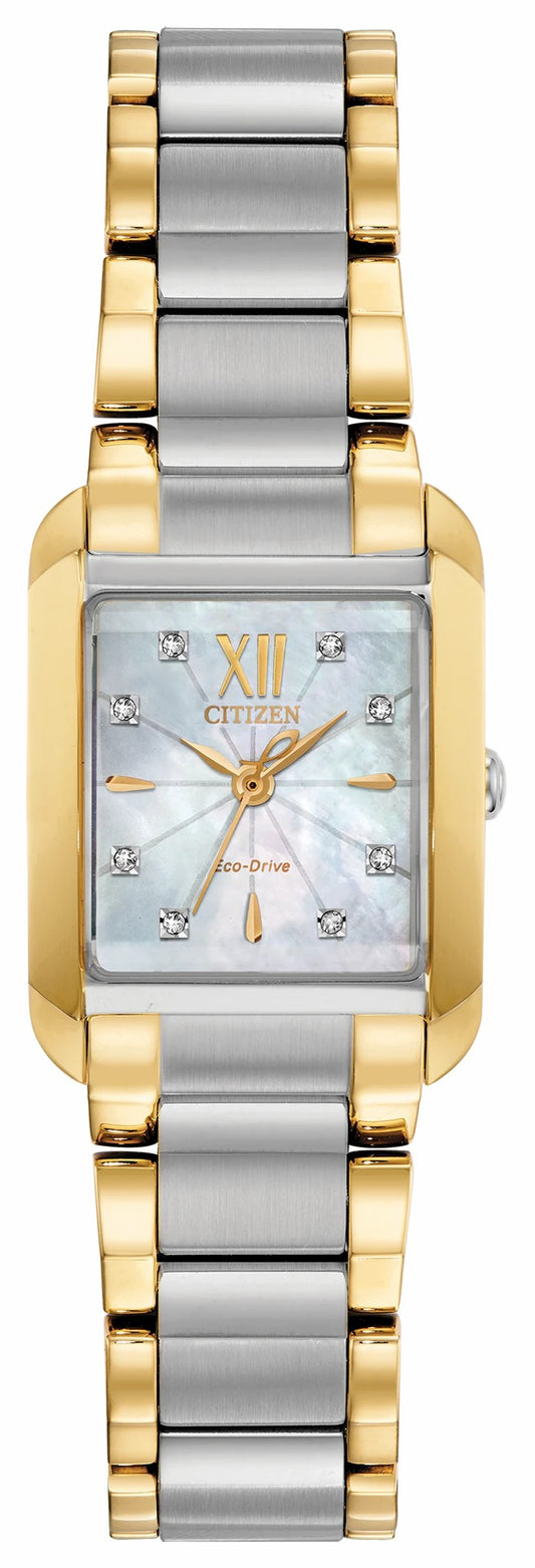Citizen L Ladies Eco-Drive Gold White Dial Stainless Steel Watch - Citizen Top Pick