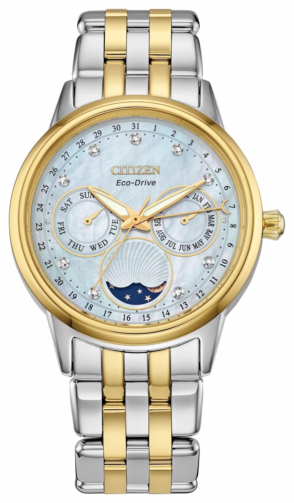 Calendrier White Dial Stainless Steel Bracelet FD0004-51D - Citizen New