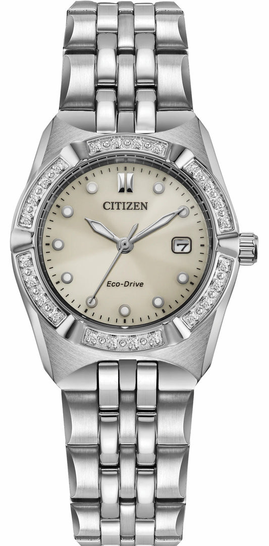 Corso Diamond Taupe Dial Stainless Steel Bracelet EW2710-51X - Citizen Classic